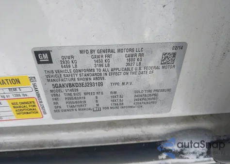 2014 Buick Enclave Leather from USA, damaged, VIN 5GAKVBKD3EJ293109